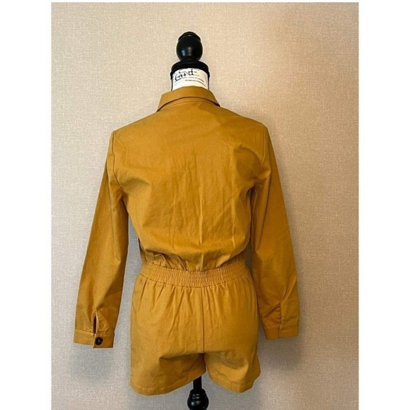 Anthro See U Soon Womens Yellow Long Sleeve Shirt Romper sz Small Button - Picture 3 of 11